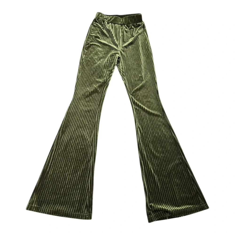 Shein Women's flare bottom pants Small Green valour